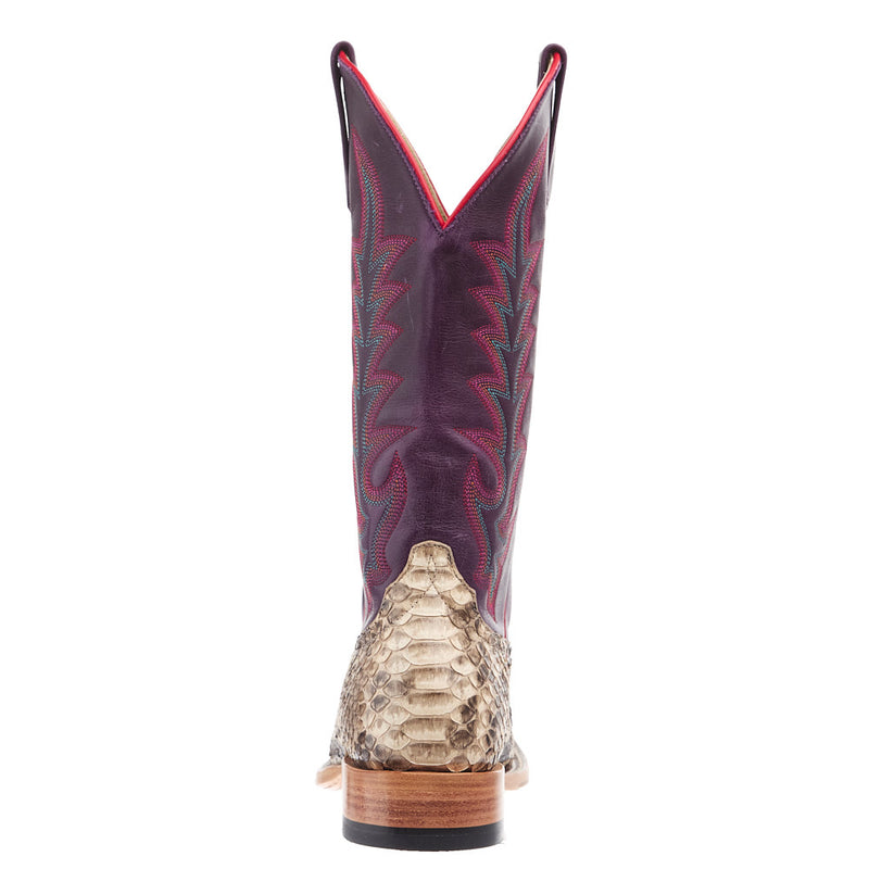 Macie Bean Top Hand Women`s Mink Python Vamp 13In Purple Texas Top Boot