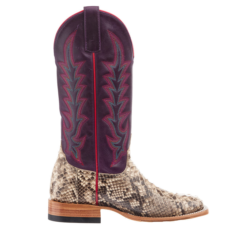 Macie Bean Top Hand Women`s Mink Python Vamp 13In Purple Texas Top Boot