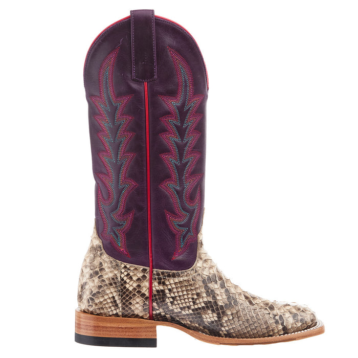 Macie Bean Top Hand Women`s Mink Python Vamp 13In Purple Texas Top Boot