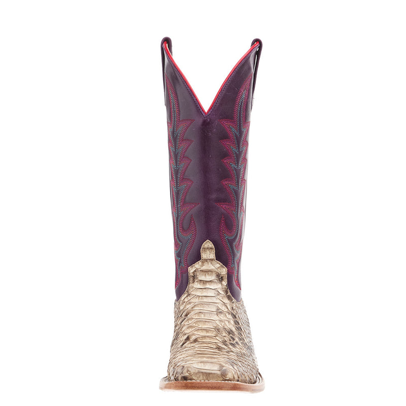 Macie Bean Top Hand Women`s Mink Python Vamp 13In Purple Texas Top Boot