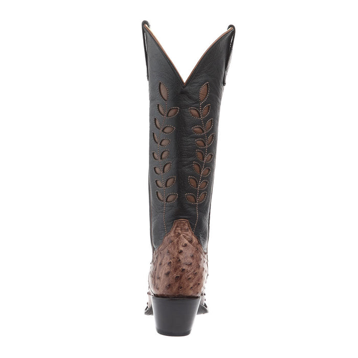 Macie Bean Top Hand Women's Kango Tobac Full Quill Ostrich Vamp 15in Black Station Boot