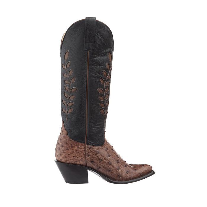 Macie Bean Top Hand Women's Kango Tobac Full Quill Ostrich Vamp 15in Black Station Boot