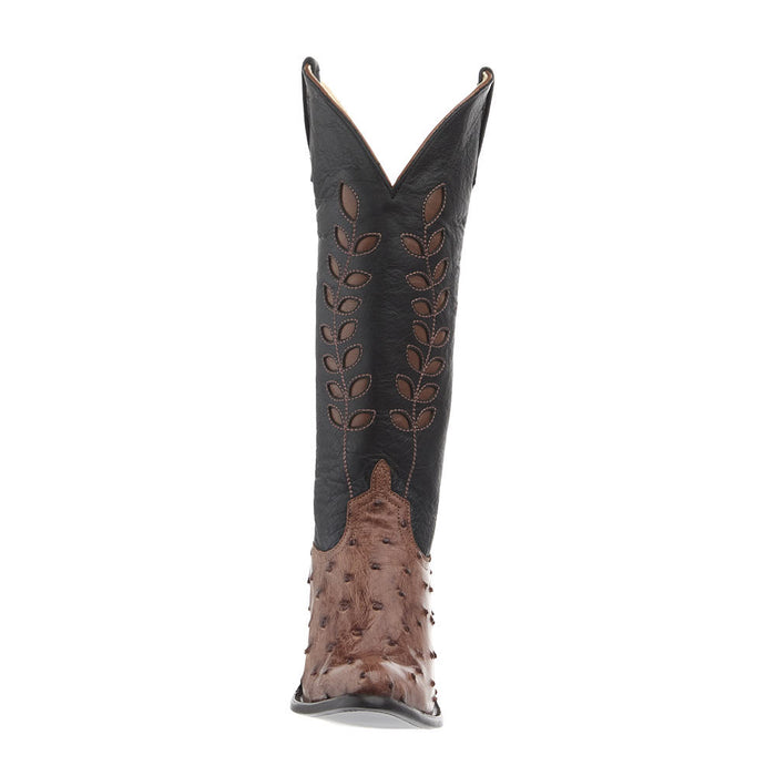 Macie Bean Top Hand Women's Kango Tobac Full Quill Ostrich Vamp 15in Black Station Boot
