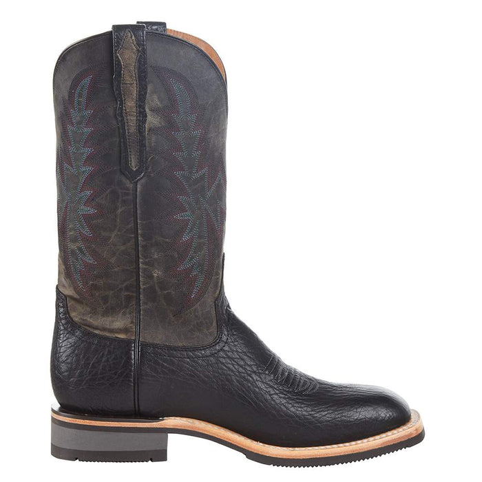 Lucchese Men`s Rudy Black Anthracite Grey 13in Top Square Toe Boot