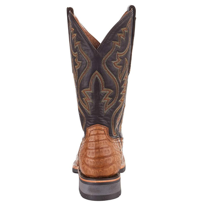Lucchese Men's Rudy Saddle Caiman 12in. Chocolate Cowhide Top Barn Boot
