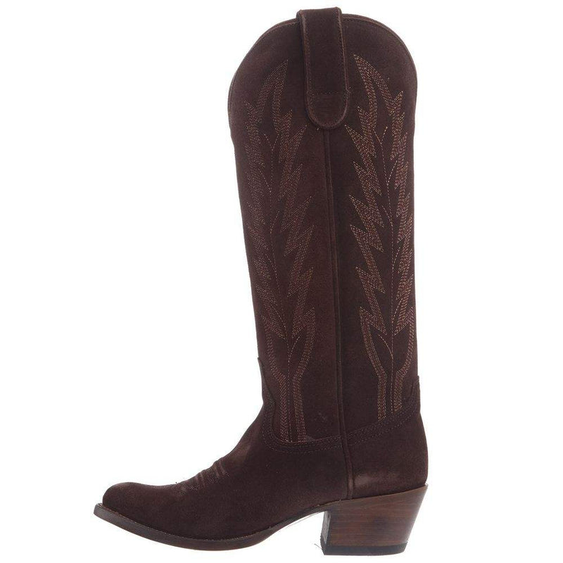 Macie Bean Women`s Chocolate Suede 15In Top Cowgirl Boot