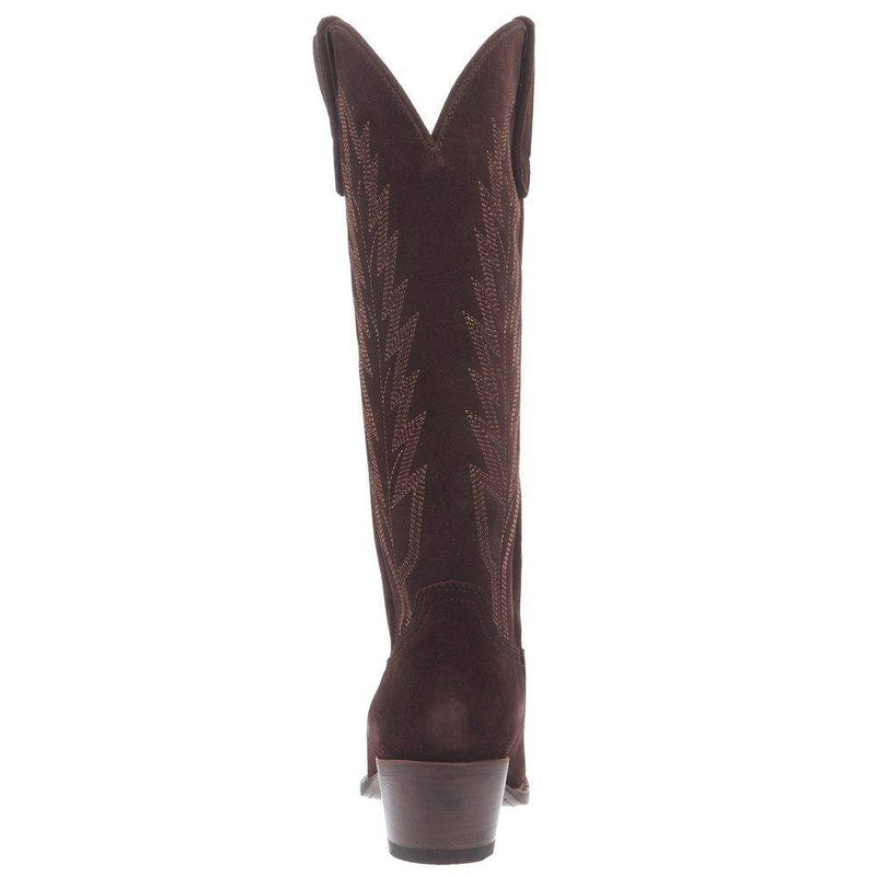 Macie Bean Women`s Chocolate Suede 15In Top Cowgirl Boot
