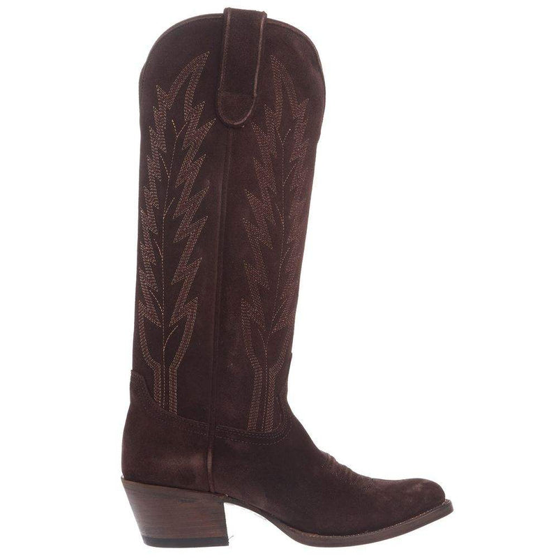 Macie Bean Women`s Chocolate Suede 15In Top Cowgirl Boot