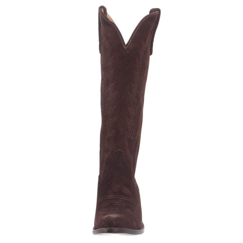 Macie Bean Women`s Chocolate Suede 15In Top Cowgirl Boot
