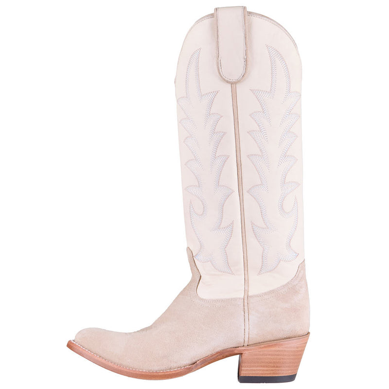 Macie Bean Women's Pearl Snap Queen Cream Suede Vamp 15in Bone Sparta Top Boot