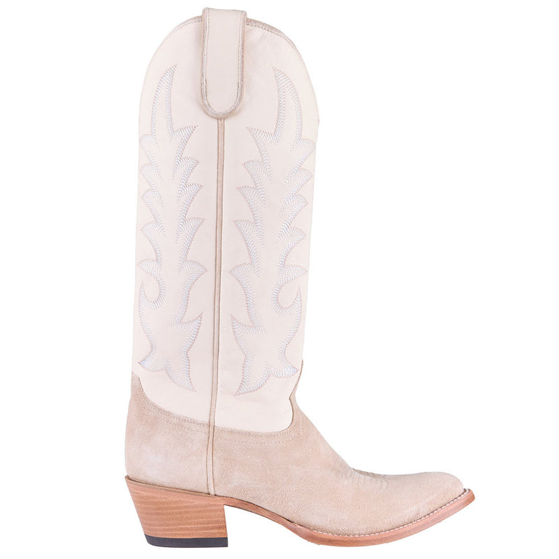 Macie Bean Women's Pearl Snap Queen Cream Suede Vamp 15in Bone Sparta Top Boot