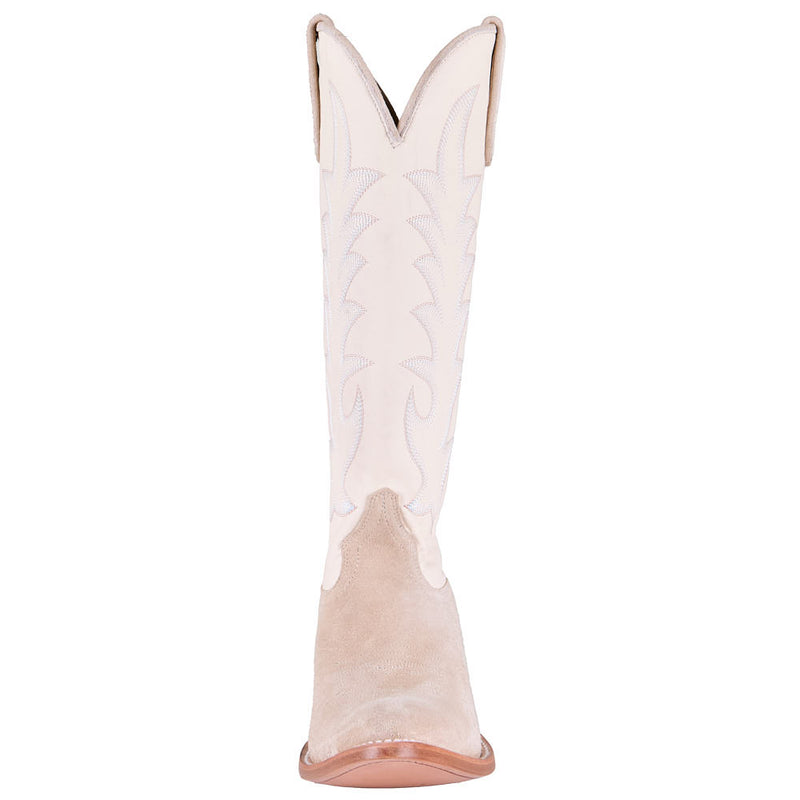 Macie Bean Women's Pearl Snap Queen Cream Suede Vamp 15in Bone Sparta Top Boot