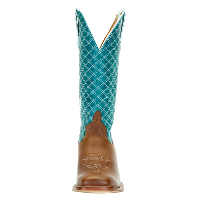 Macie Bean Womens Tex Marks the Spot Brown/Turq Square Toe Boot