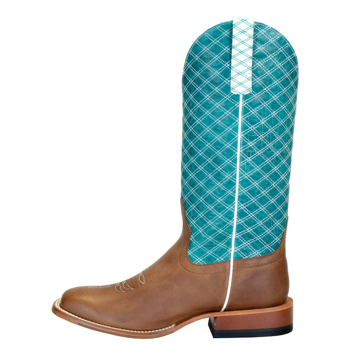 Macie Bean Womens Tex Marks the Spot Brown/Turq Square Toe Boot