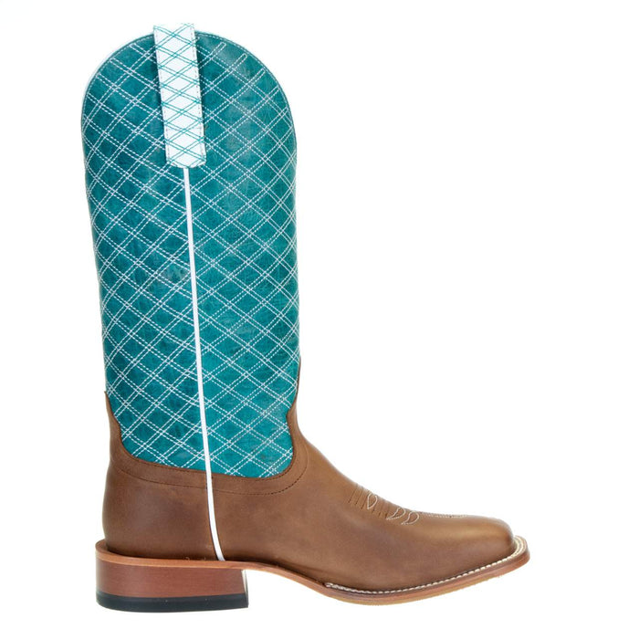 Macie Bean Womens Tex Marks the Spot Brown/Turq Square Toe Boot