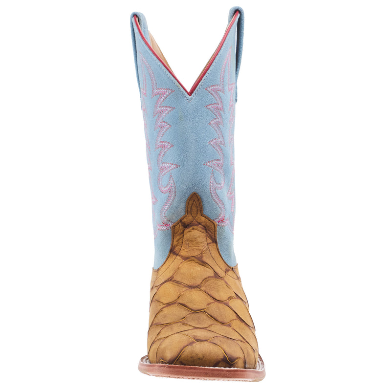 Macie Bean Women`s Honey Fish Print Vamp 13In Baby Blue Suede Top Boot
