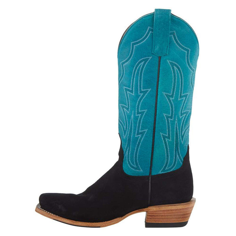 Macie Bean Top Hand Women`s MB TH Black Suede 13in. Turquoise Sinsation Boot