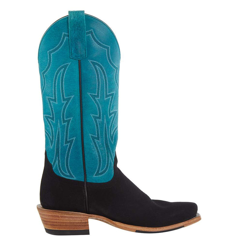 Macie Bean Top Hand Women`s MB TH Black Suede 13in. Turquoise Sinsation Boot