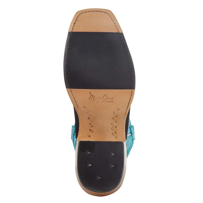 Macie Bean Top Hand Women`s MB TH Black Suede 13in. Turquoise Sinsation Boot