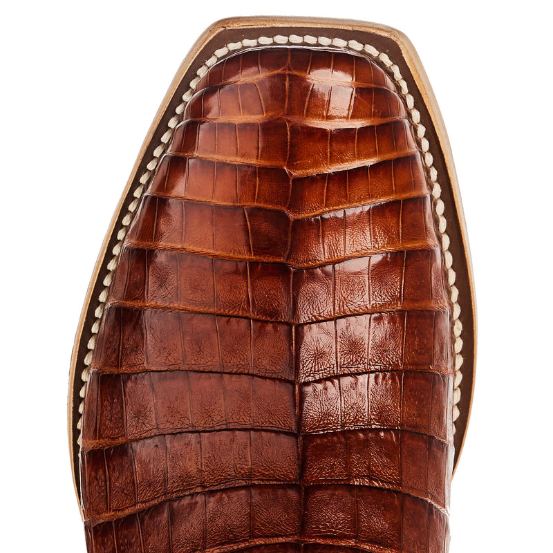 Macie Bean Top Hand Women`s Brandy Caiman Belly 13 In Emerald Explosion Cowgirl Boot