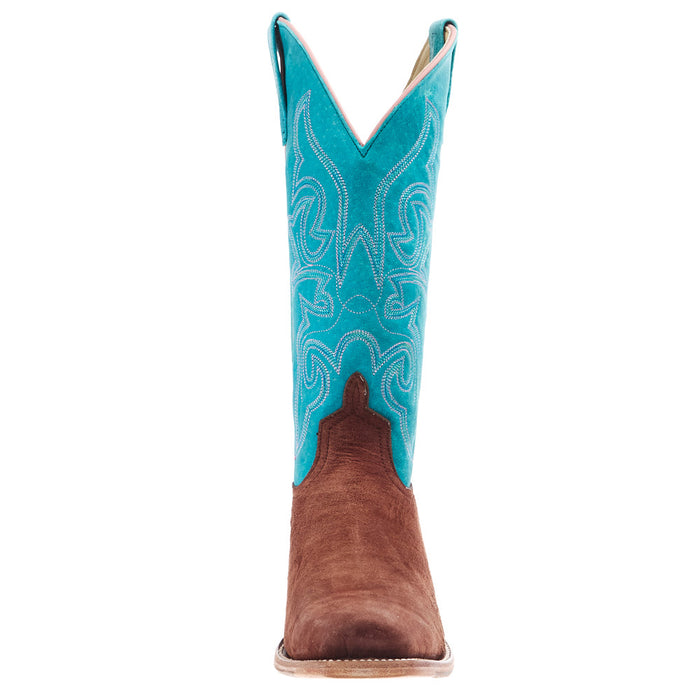 Macie Bean Top Hand Women's Kango Tobac Reverse Smooth Ostrich 13 in Turquoise Sensation Boot