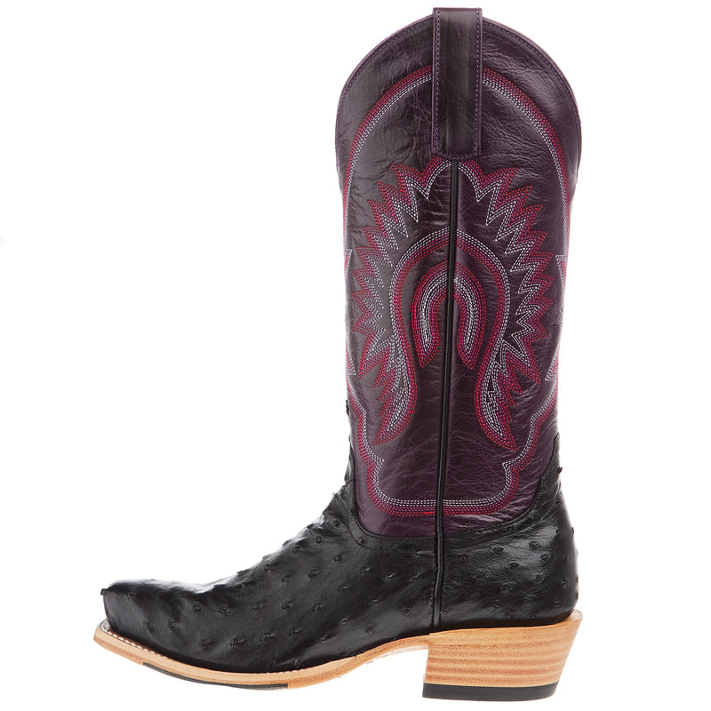 Macie Bean Top Hand Women`s Black FQ Ostrich Vamp 13In Purple Top Boot