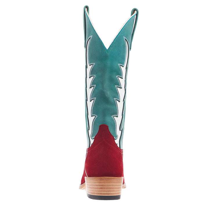 Macie Bean Top Hand Women's Red Suede Vamp 13In Seafoam Barcelona Top Boot