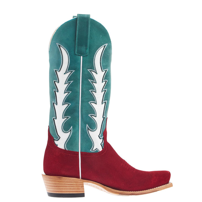 Macie Bean Top Hand Women's Red Suede Vamp 13In Seafoam Barcelona Top Boot