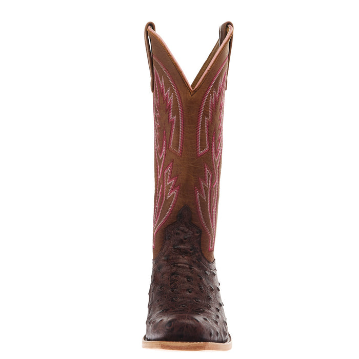 Macie Bean Women`s Antique Brown Ostrich Print Vamp 13In Tan Mad Cat Top Boot
