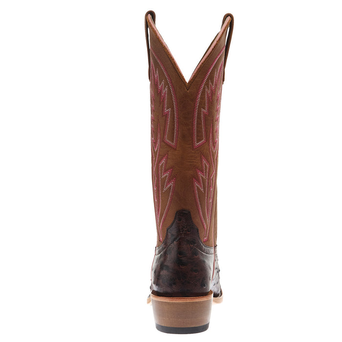 Macie Bean Women`s Antique Brown Ostrich Print Vamp 13In Tan Mad Cat Top Boot