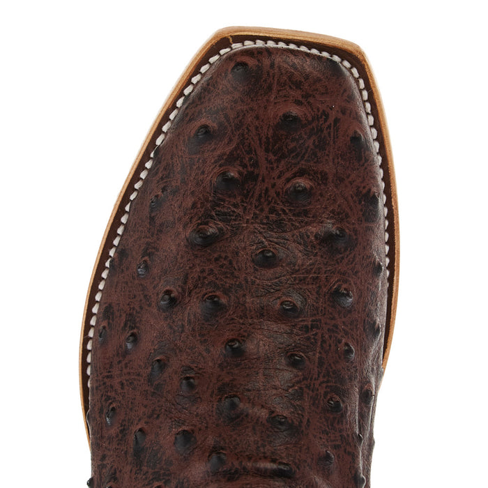 Macie Bean Women`s Antique Brown Ostrich Print Vamp 13In Tan Mad Cat Top Boot