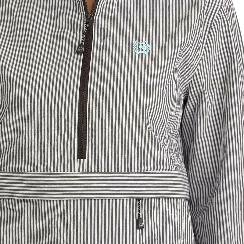 Cinch Women's Brown & White Stripe 1/2 Zip Pullover