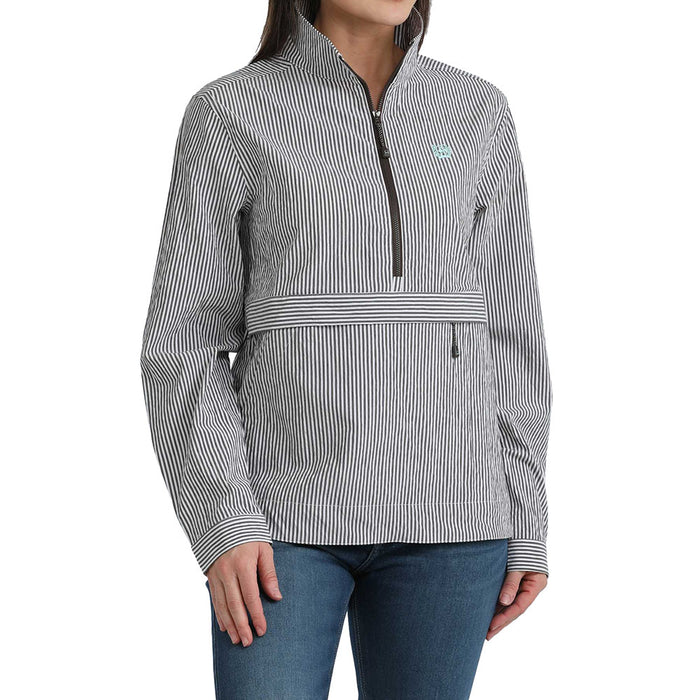 Cinch Women's Brown & White Stripe 1/2 Zip Pullover