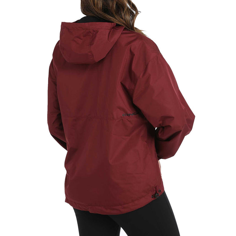 Cinch Women's Burgundy Hydrographic Rain Jacket