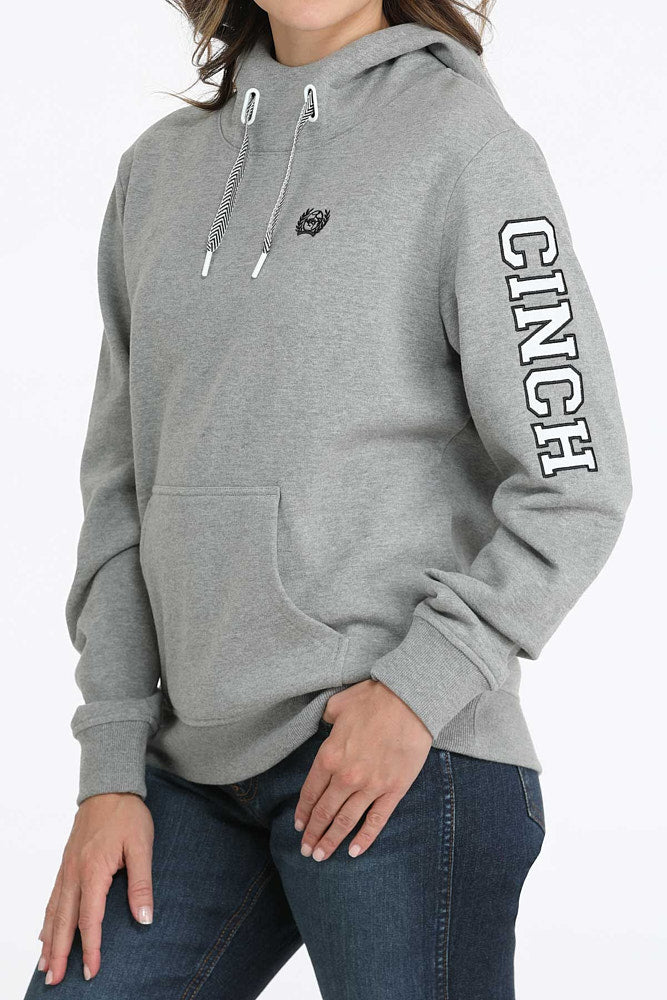 Cinch Women's Grey Arm Logo Hoodie