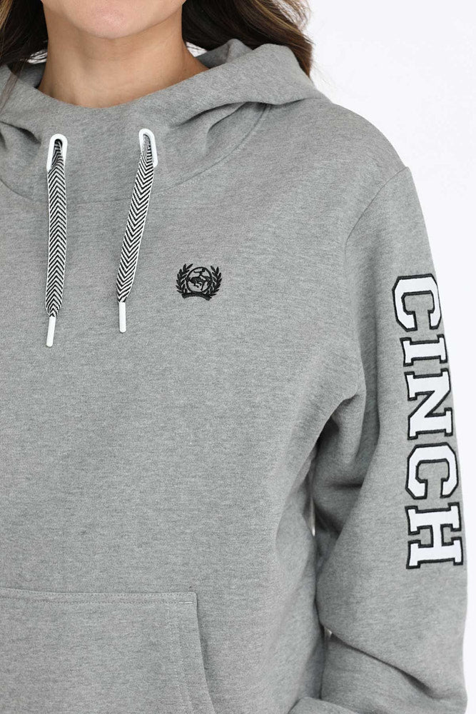 Cinch Women's Grey Arm Logo Hoodie