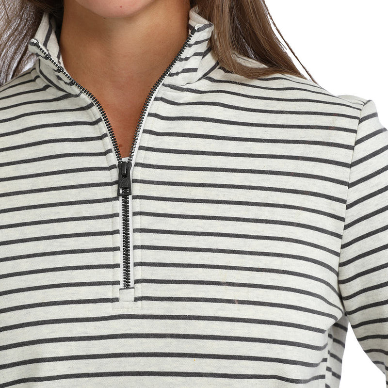 Cinch Women's White & Black Striped Pullover
