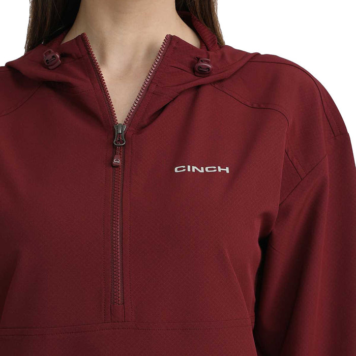 Cinch Women's Burgundy 1/2 Zip Windbreaker