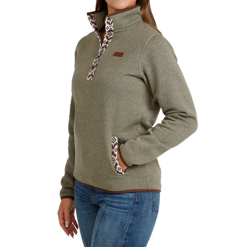 Cinch Women's Olive Southwest Trim Pullover