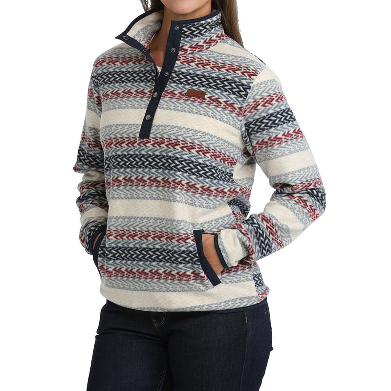 Cinch Women's Cream Stripe Pullover