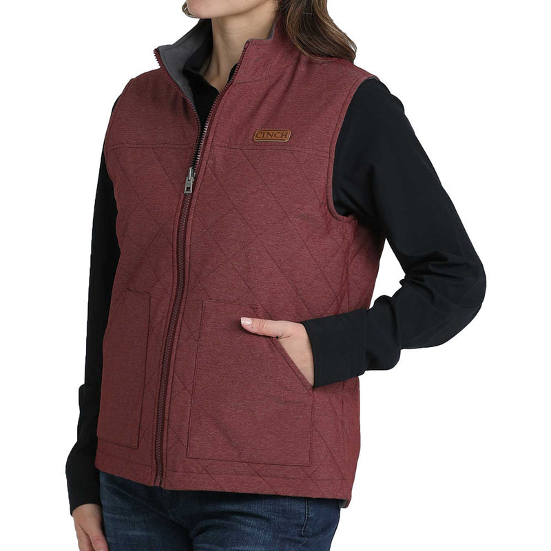 Cinch Women's Burgundy Reversible Vest