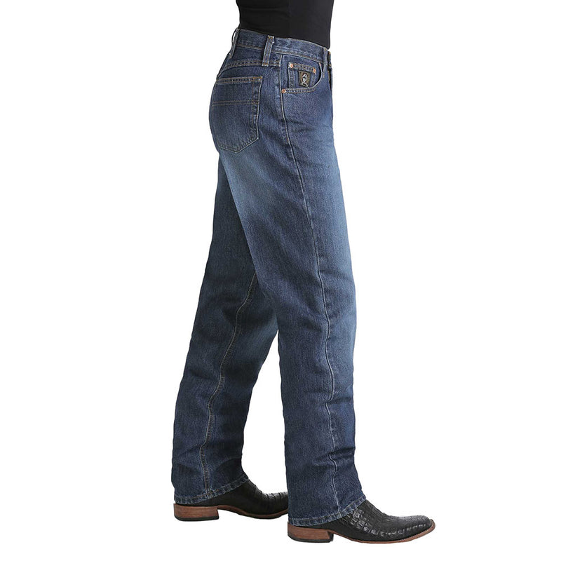 Cinch Men's Black Label Relaxed Fit Dark Stonewash Jeans