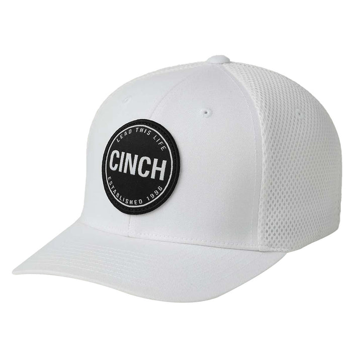 Cinch Men's White Logo Round Logo Cap
