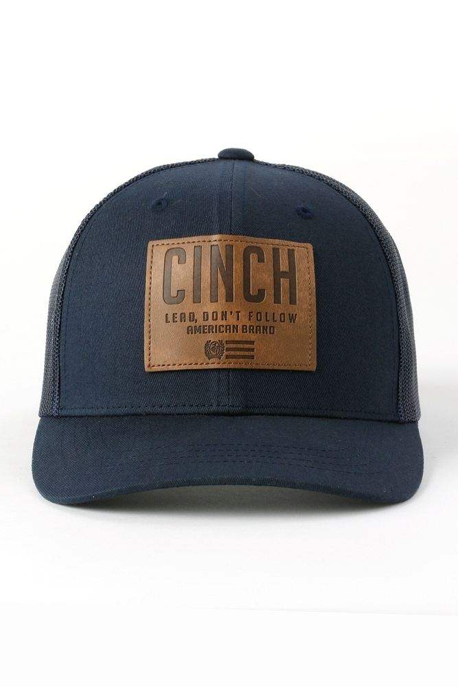 Cinch Men's Denim Leather Patch Cap