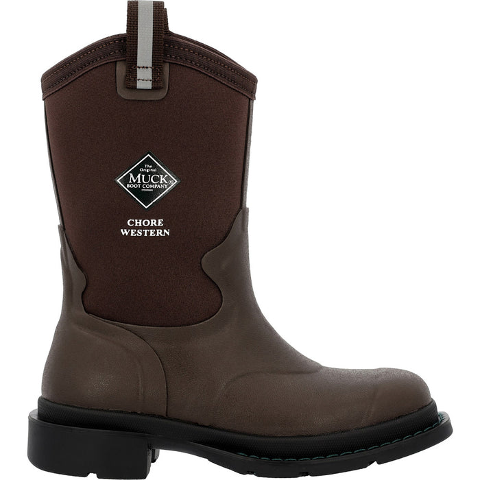 Muck Kid`s Chore Western Dark Brown Square Toe Rubber Boot