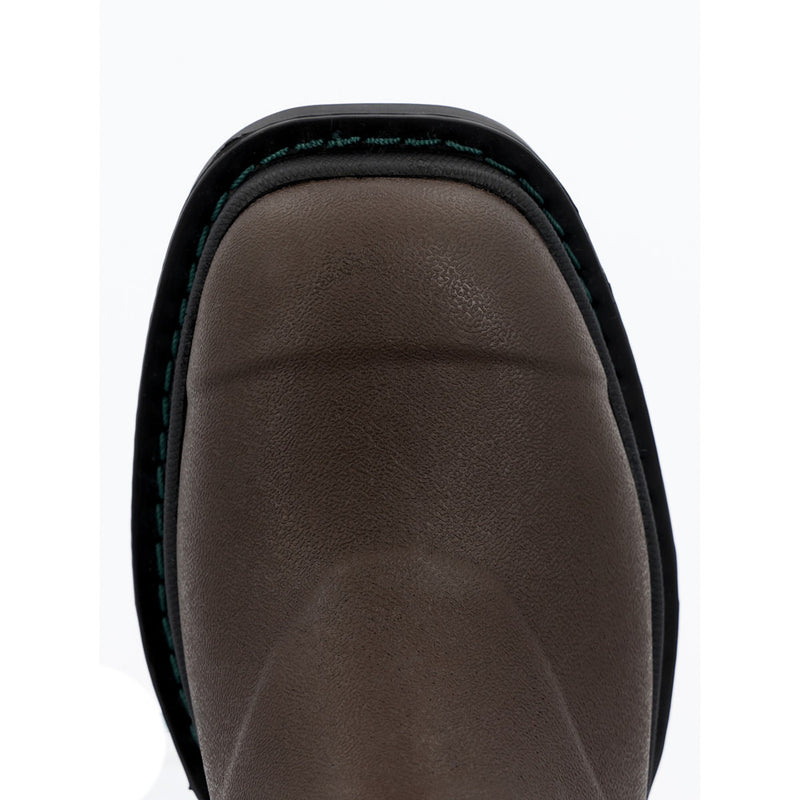 Muck Kid`s Chore Western Dark Brown Square Toe Rubber Boot