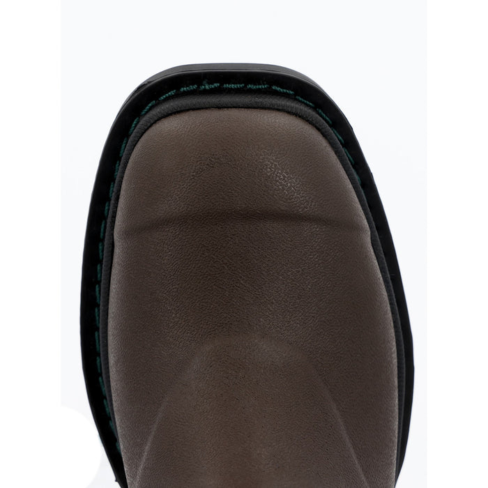 Muck Kid`s Chore Western Dark Brown Square Toe Rubber Boot