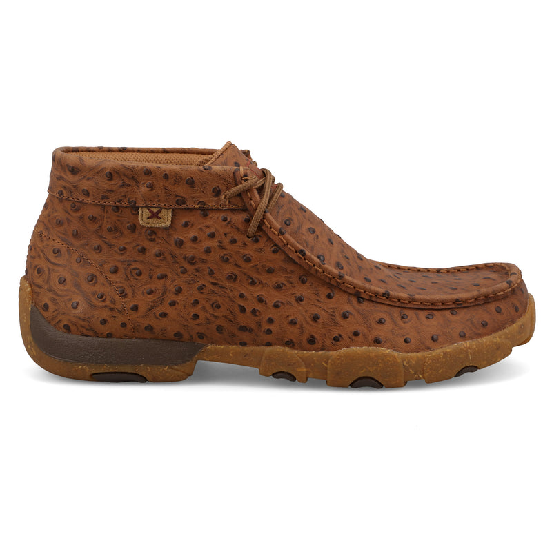 Twisted X Men`s Cognac Ostrich Print Chukka Driving Moc