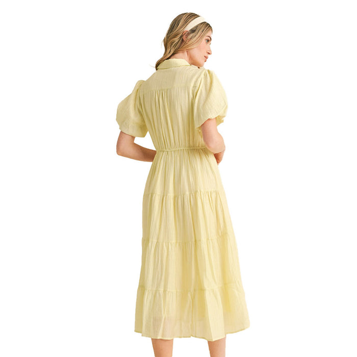 En Merci Wom Lemonade Smocked Waist Midi Dress