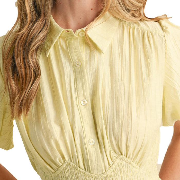 En Merci Wom Lemonade Smocked Waist Midi Dress